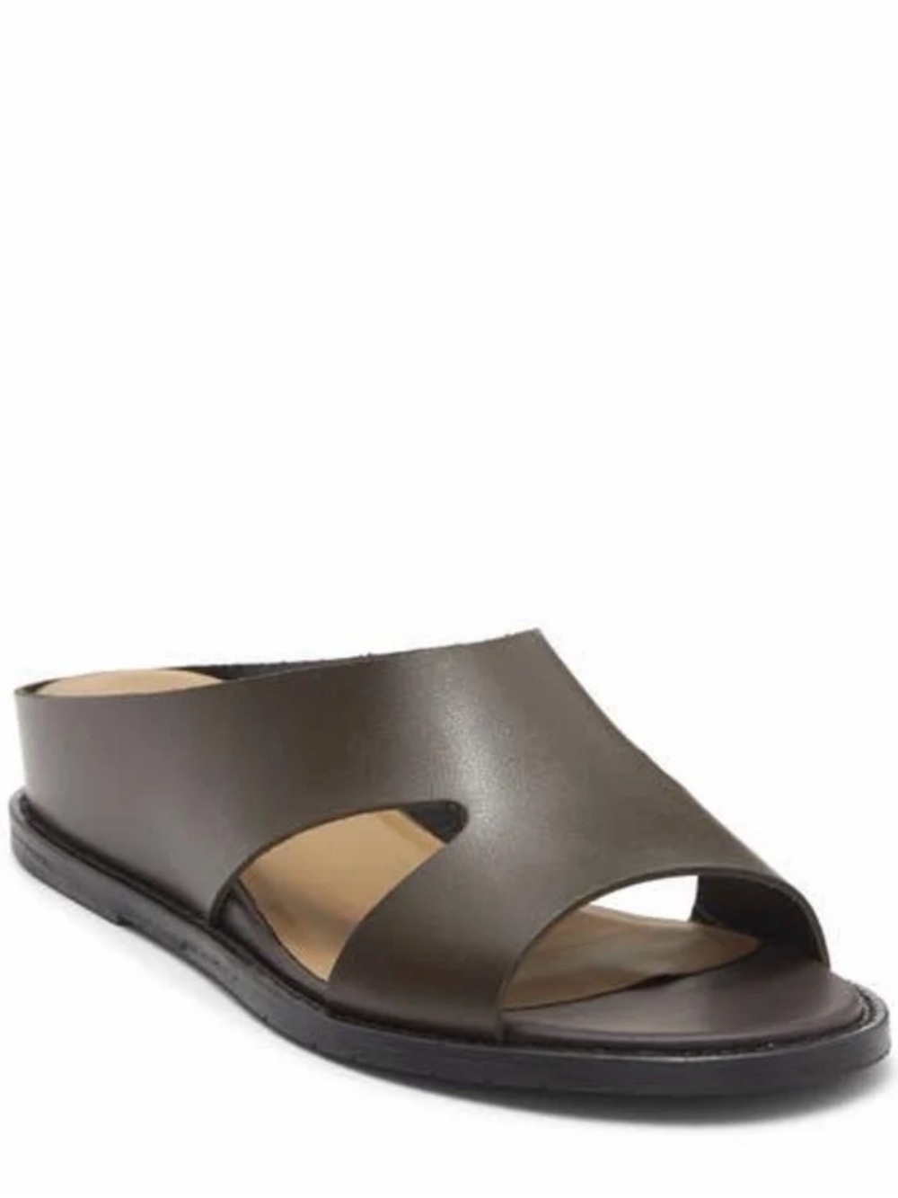 Aquatalia Olive Dark Brown Leather Slide Mule